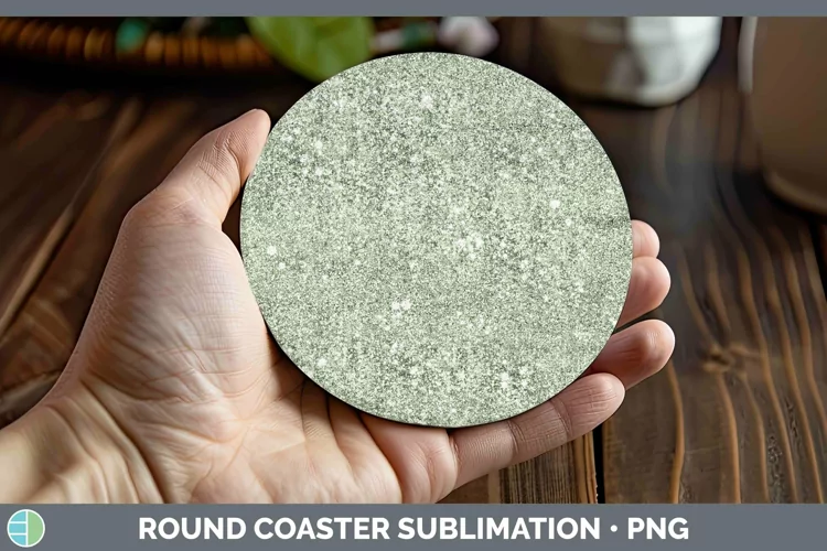 Glitter Spring Green Round Coaster Sublimation Coaster Desig