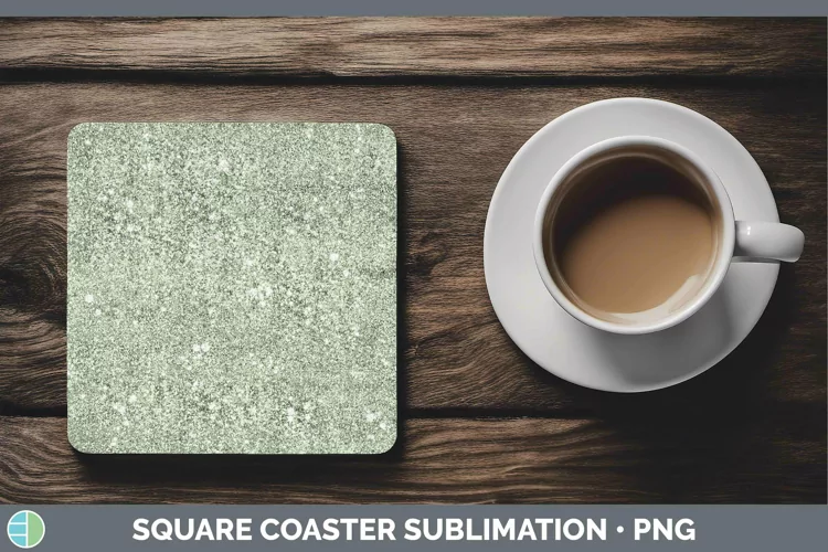 Glitter Spring Green Square Coaster Sublimation Coaster Desi