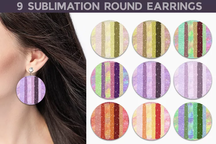 Striped Glitter Round Earrings | Round Earrings