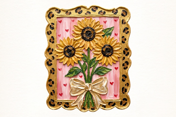 Glitter Summer Sunflower Coquette Bow Png