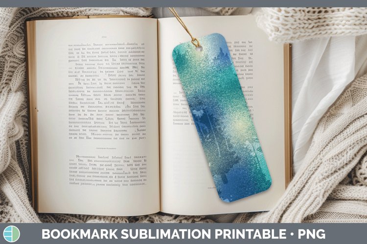 Glitter Teal Forest Silhouette Bookmark Sublimation Printabl