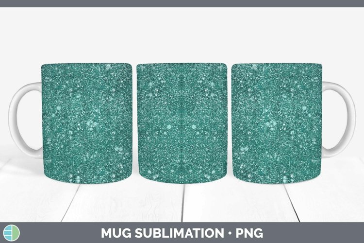 Glitter Teal Mug Wrap Sublimation Coffee Cup Designs