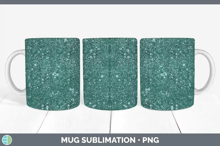 Glitter Teal Mug Wrap Sublimation Coffee Cup Designs
