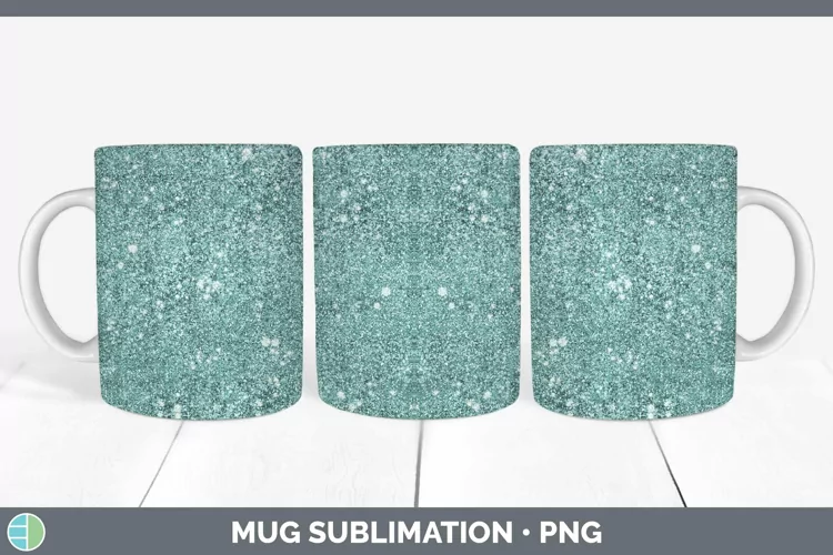 Glitter Teal Mug Wrap Sublimation Coffee Cup Designs