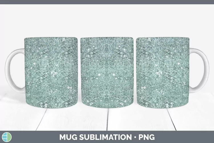 Glitter Teal Mug Wrap Sublimation Coffee Cup Designs