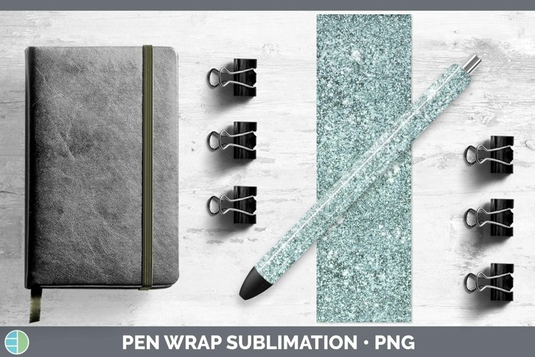 Glitter Teal Pen Wrap Sublimation Epoxy Pen Designs