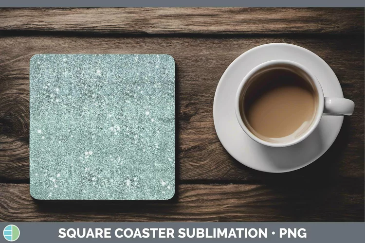 Glitter Teal Square Coaster Sublimation Coaster Designs
