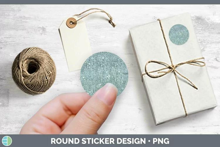 Glitter Teal Stickers | Round Labels Designs