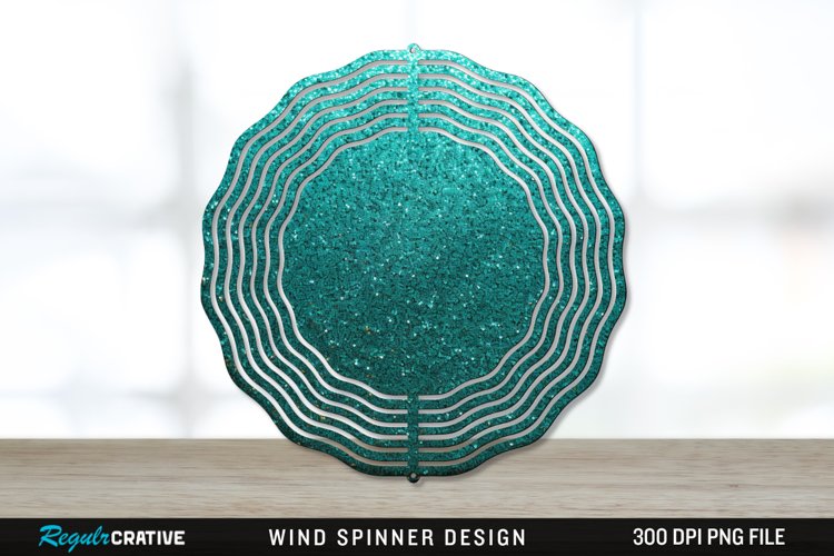 Glitter Teal Wind Spinner Sublimation PNG Design