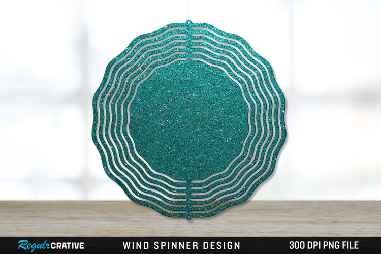 Glitter Teal Wind Spinner Sublimation PNG Design
