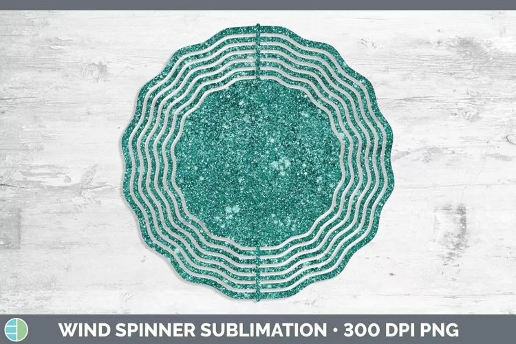 Glitter Teal Wind Spinner Sublimation Spinner Designs