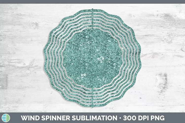 Glitter Teal Wind Spinner Sublimation Spinner Designs