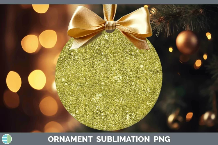 Glitter Yellow Ornament Sublimation Bauble Designs