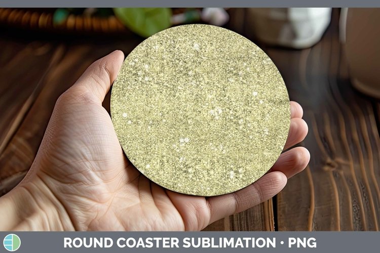Glitter Yellow Round Coaster Sublimation Coaster Designs
