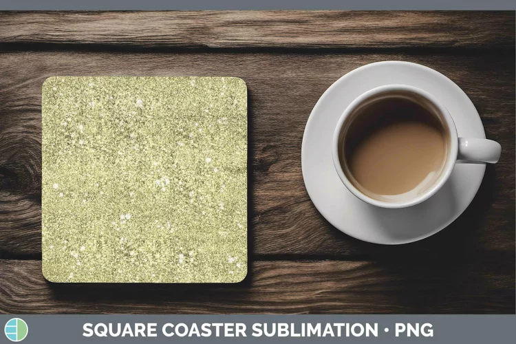 Glitter Yellow Square Coaster Sublimation Coaster Designs