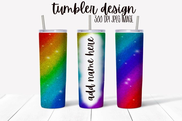 Tumbler Wrap Design - Glitter Rainbow With Name Area