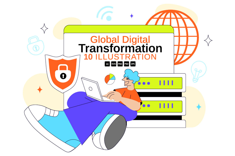 10 Global Digital Transformation Illustration