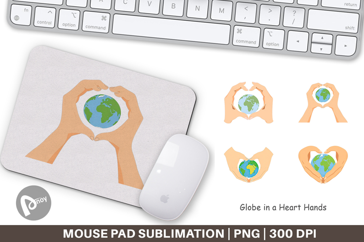 Mouse Pad Globe in a Heart Hands