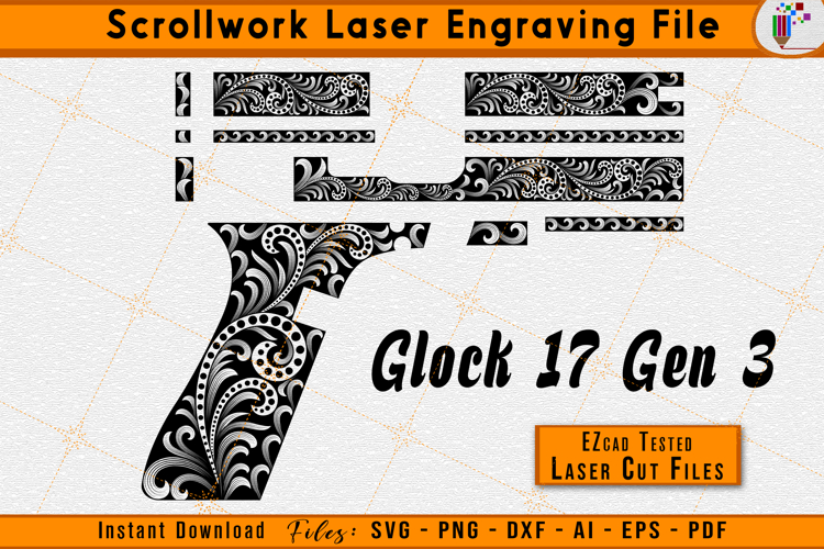Glock 17 Gen 3 Scrollwork Firearms Laser Engraving Design