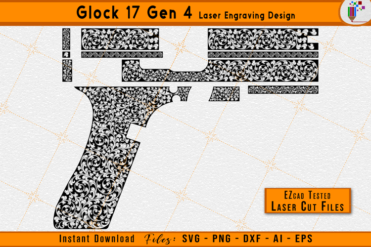 Glock17 Gen4 Scrollwork Firearms / Gun Laser Engraving Files