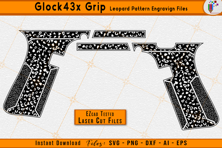 Glock 43X Grip Leopard Pattern Firearms Gun Laser Engraving