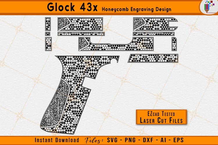 Glock 43X Scrollwork Firearms Gun Laser Engraving Design