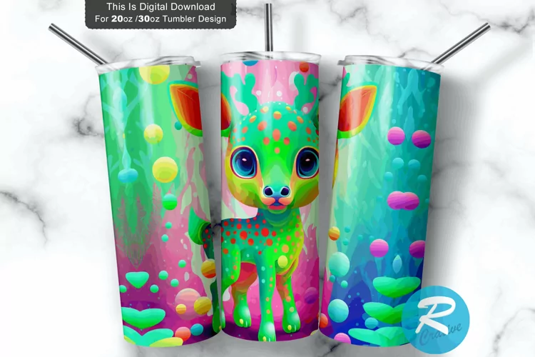 Glow Baby Deer Colorful Kids 20oz/30oz Skinny Tumbler