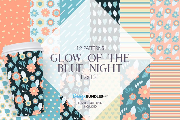 Glow of the blue night Digital Paper, Vector Pattern example image 1