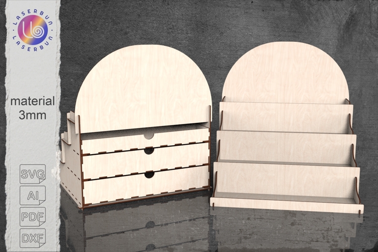 Compact Display Stand SVG with 3 Drawers