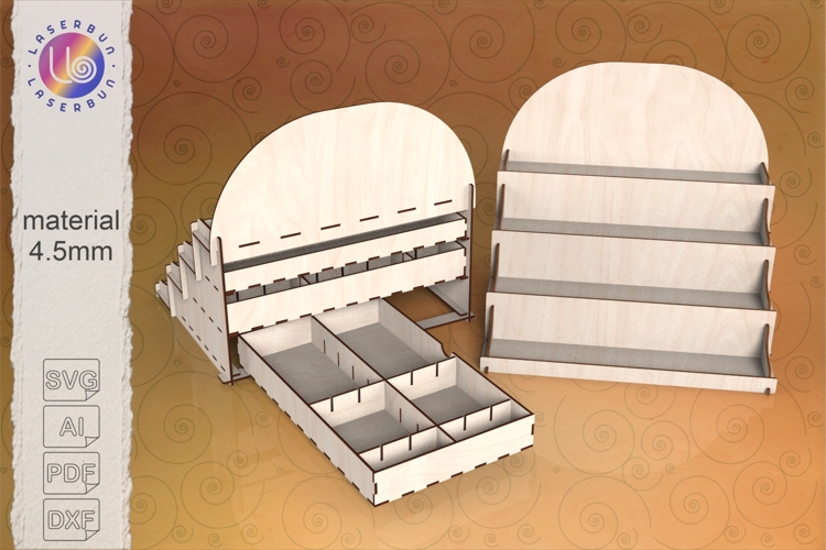 Compact Laser Display Stand with Storage Drawers SVG