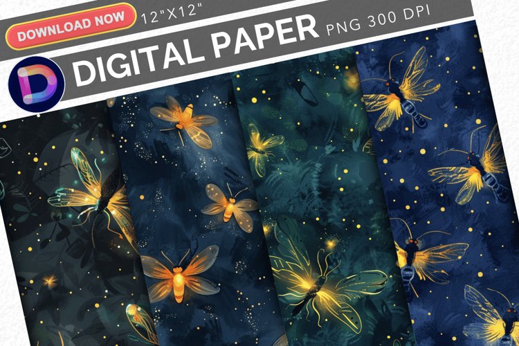 Glowing Fireflies Digital Paper