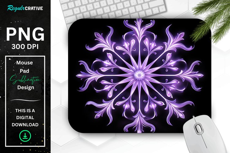 Glowing Lavender Snowflake Mouse Pad example image 1
