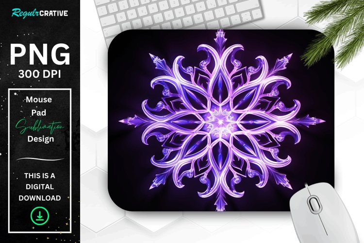 Glowing Lavender Snowflake Mouse Pad