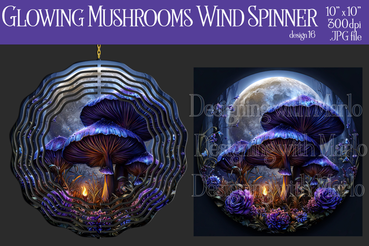Fantasy Wind Spinner, Sublimation Mushroom Wind Spinner, w16
