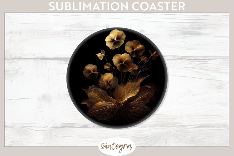 Glowing Pansies v1 Round Coaster Sublimation example image 1