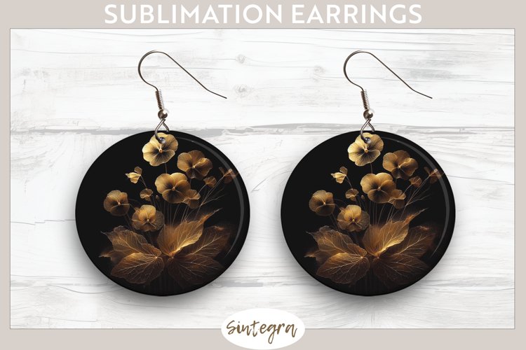 Glowing Pansies v1 Round Earrings Sublimation
