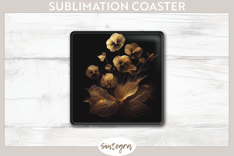 Glowing Pansies v1 Square Coaster Sublimation example image 1