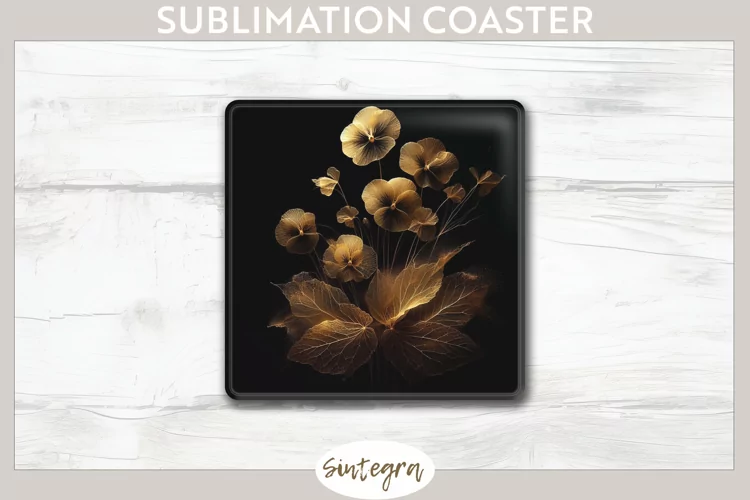 Glowing Pansies v1 Square Coaster Sublimation