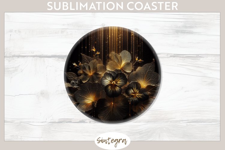 Glowing Pansies v2 Round Coaster Sublimation example image 1