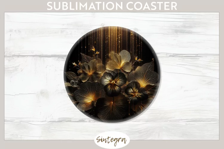 Glowing Pansies v2 Round Coaster Sublimation