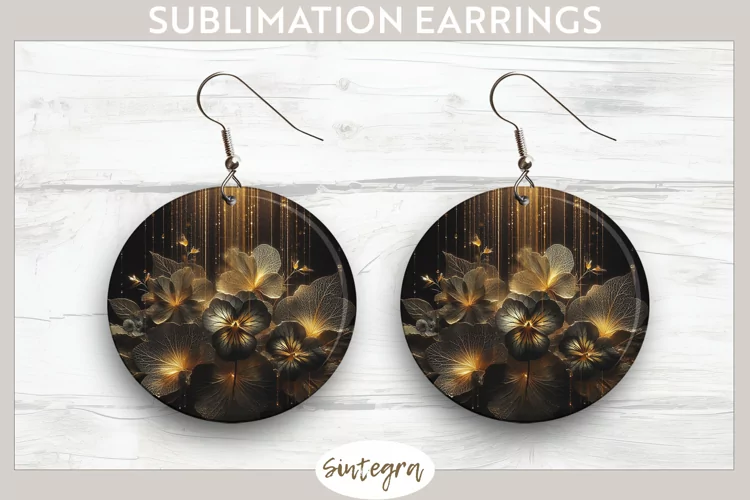 Glowing Pansies v2 Round Earrings Sublimation