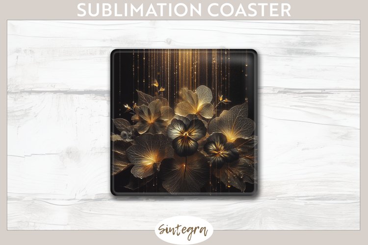 Glowing Pansies v2 Square Coaster Sublimation example image 1
