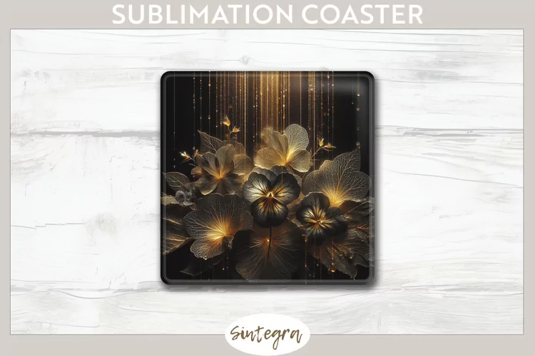 Glowing Pansies v2 Square Coaster Sublimation