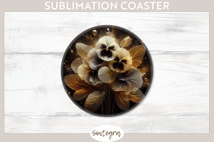 Glowing Pansies v3 Round Coaster Sublimation example image 1