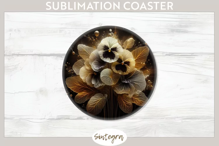 Glowing Pansies v3 Round Coaster Sublimation