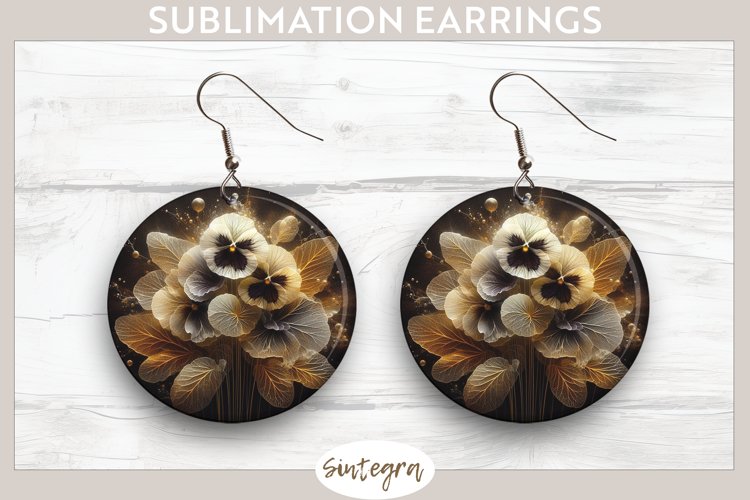 Glowing Pansies v3 Round Earrings Sublimation example image 1