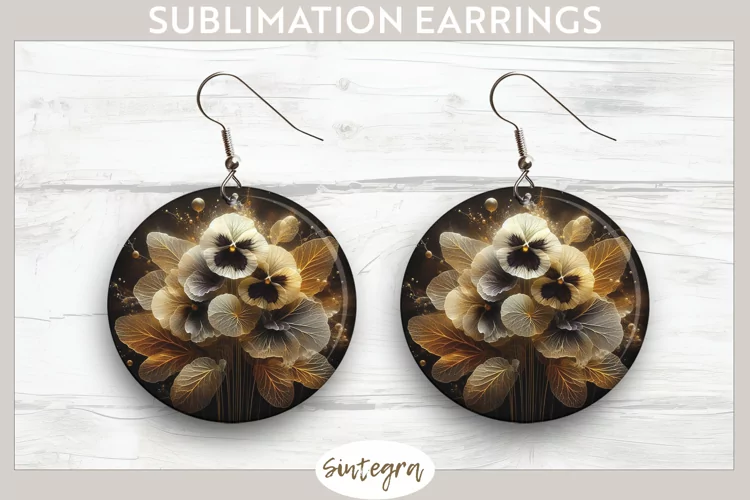 Glowing Pansies v3 Round Earrings Sublimation