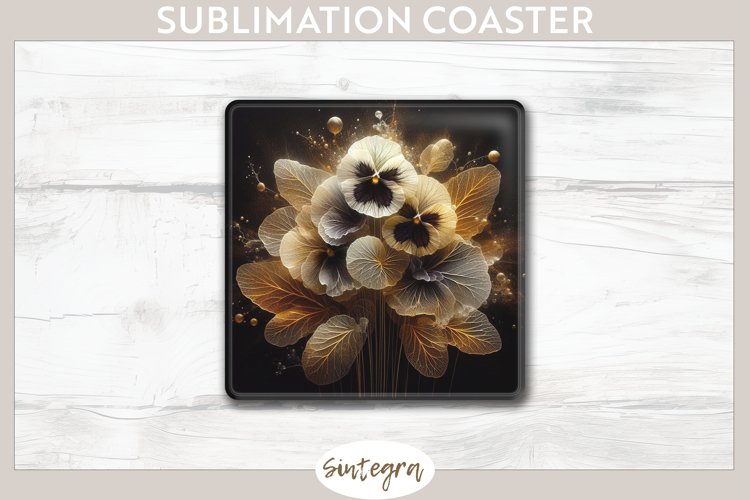 Glowing Pansies v3 Square Coaster Sublimation example image 1