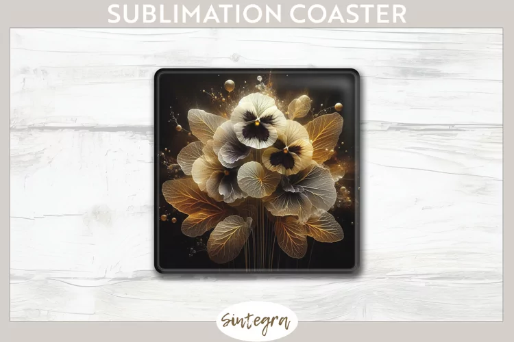 Glowing Pansies v3 Square Coaster Sublimation