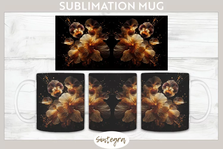 Glowing Pansies v4 Mug Wrap Sublimation